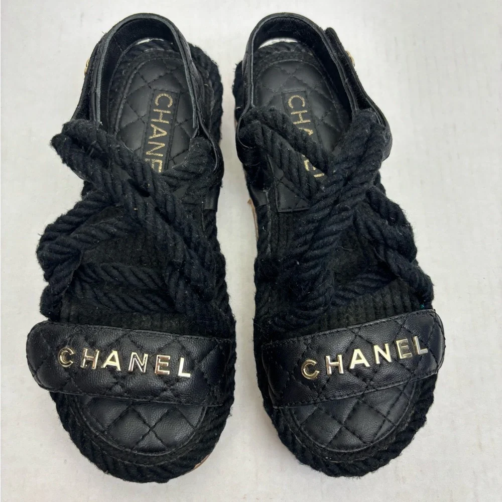 Chanel Quilted sandals SZ 38 - Picture 1 of 7
